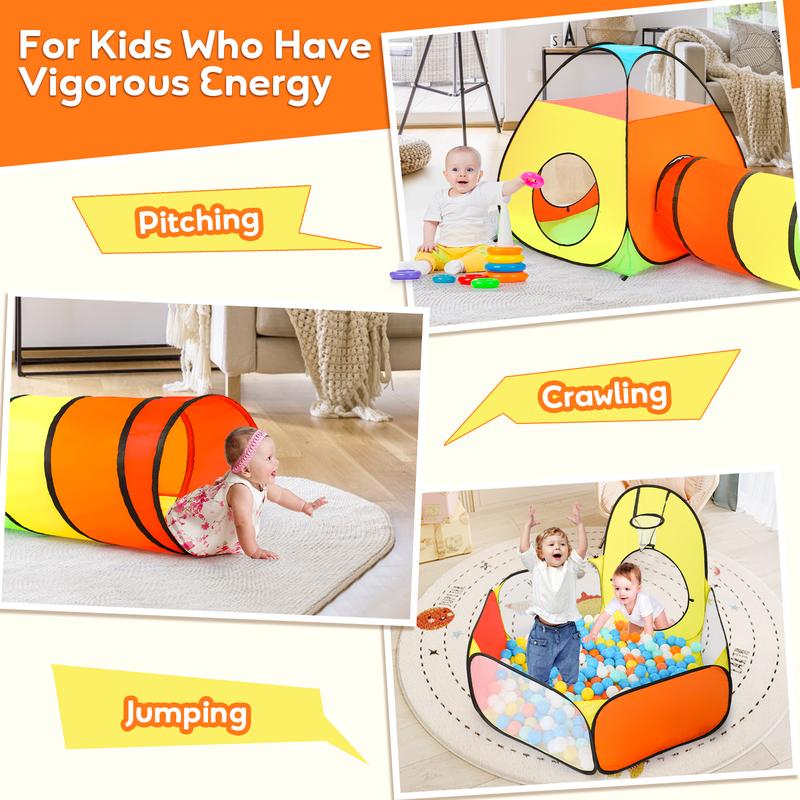 3PC Kids Play Tent for Children 4-12 Years with Play Tunnel, Ball Pit Pop Up Toddler Playhouse for Boys & Girls Toys Indoor Outdoor Gifts pit tunnel