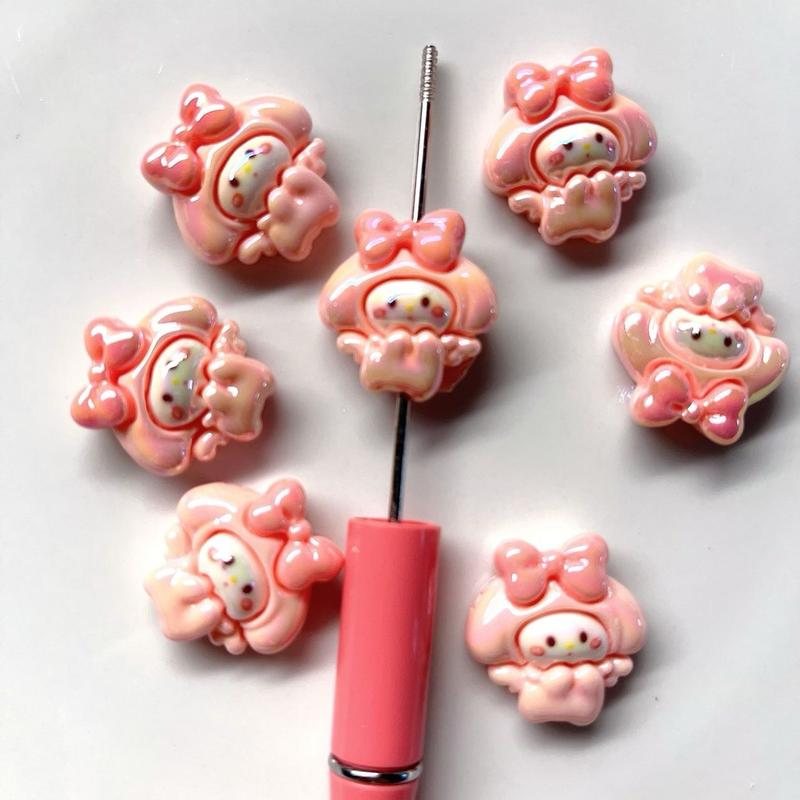 DIY  UV color-plated cartoon Sanrio resin straight hole loose beads beads for mobile phone chain keychain material jewelry accessories