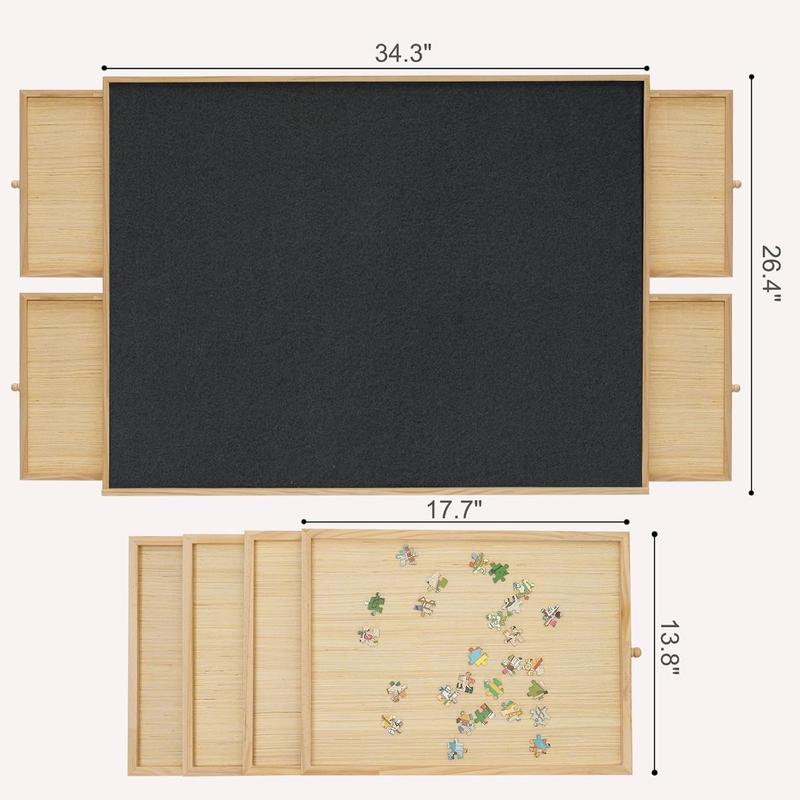 TEAKMAMA 1500 Pieces Puzzle Board with 4 Drawers & Cover, 2-in-1 Puzzle Board with Adjustable Tilting Stand, Portable Jigsaw Wood Puzzle Board with Felt Table 34
