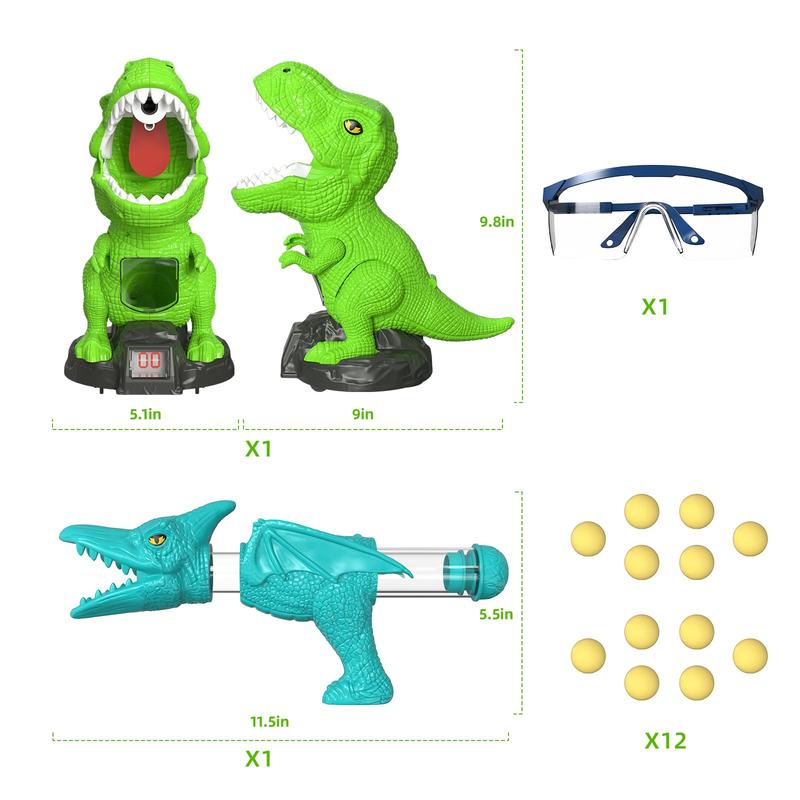 Movable Dinosaur Shooting Toys , Tyrannosaurus Target with Water Mist Spray and Pterosaur Air Pump Foam Toys