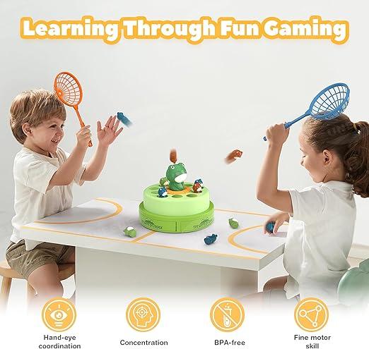 lovebrick Frog Game Rotating Ejection Toy Games for Kids Age 4-6, Bounce and Catch  Frog Board Games for Kids 4-8,Family Games Toys for 5-7 Boys Girls, Birthday Gifts for Toddlers 3-5 Preschool Toys for Birthday Gifts for Toddler Toys & Games