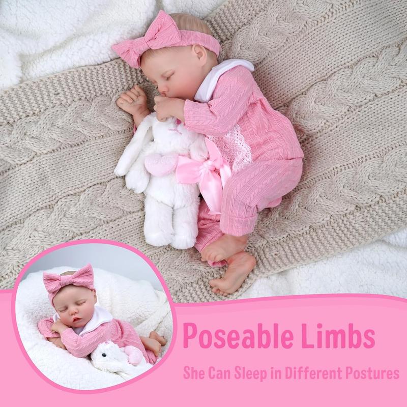 BABESIDE Lifelike Reborn Baby Girl Dolls - 17Inch Soft Full Body Vinyl Realistic-Newborn Baby Dolls Poseable Real Life Baby Doll Girl for 3+ Years Olds