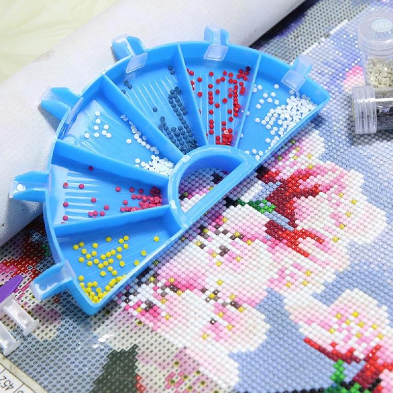 6 Grid Diamond Arts Colorful Painting Drill Tray with Brush, DIY Rhinestone Sorting and Crafts Making Tool, DIY Accessories for Home Decor