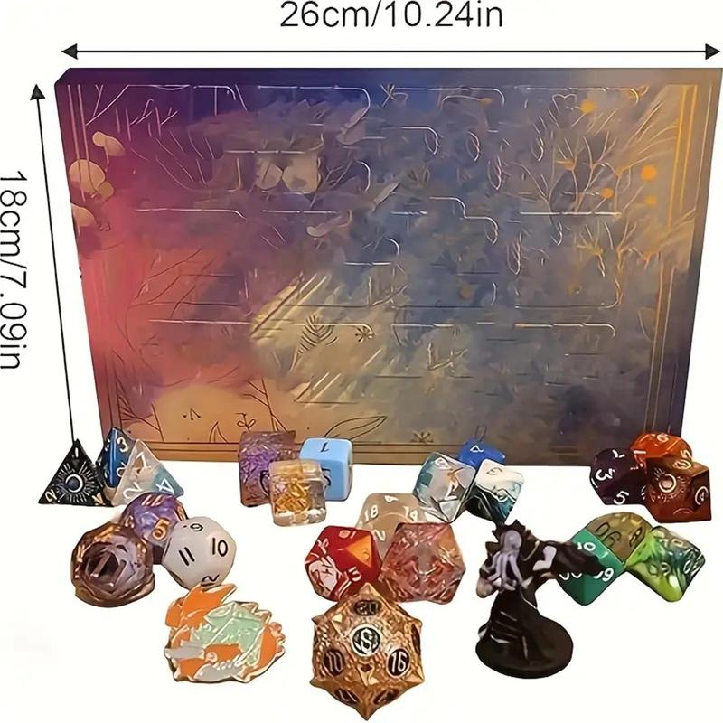 Dice Advent Calendar, 1 Box 24 Polyhedral Dice Set for DND & RPG, Perfect Christmas Party Gift for Friend Family Classmate
