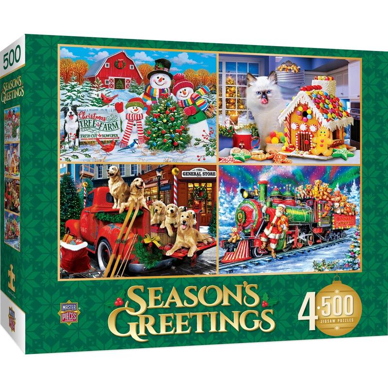 MasterPieces 4-Pack - Season's Greetings 500 Piece Jigsaw Puzzles