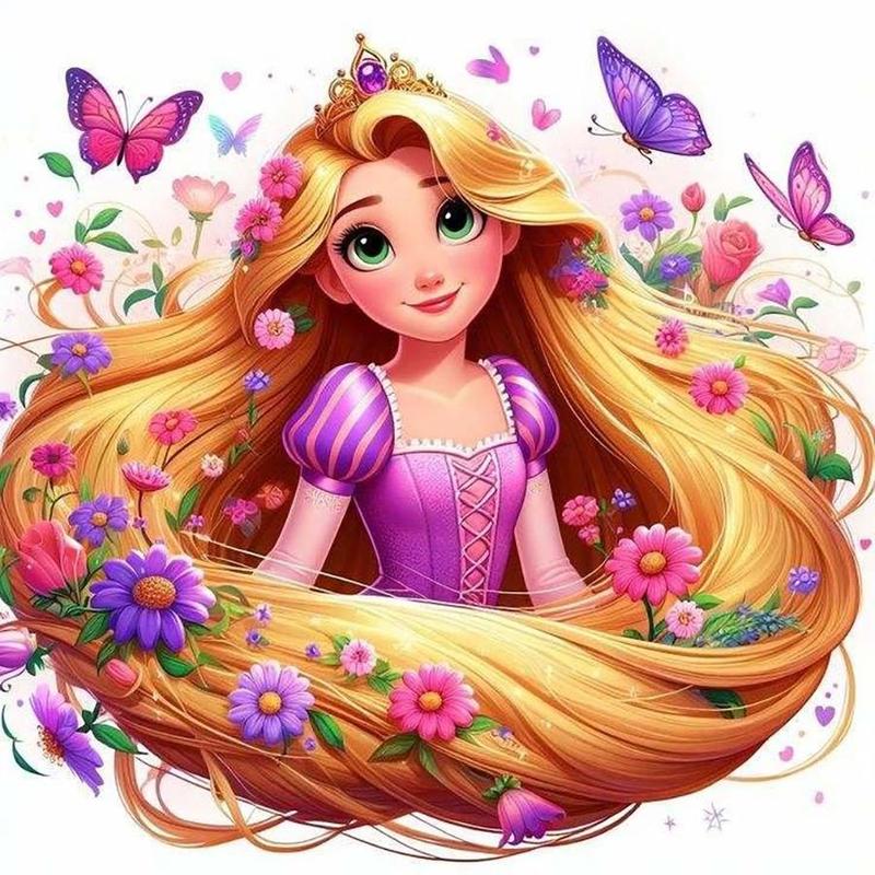 5D DIY Diamond Arts Colorful Painting Kit, Cartoon Princess Pattern Diamond Arts Colorful Painting without Frame, DIY Decor Painting for Bedroom
