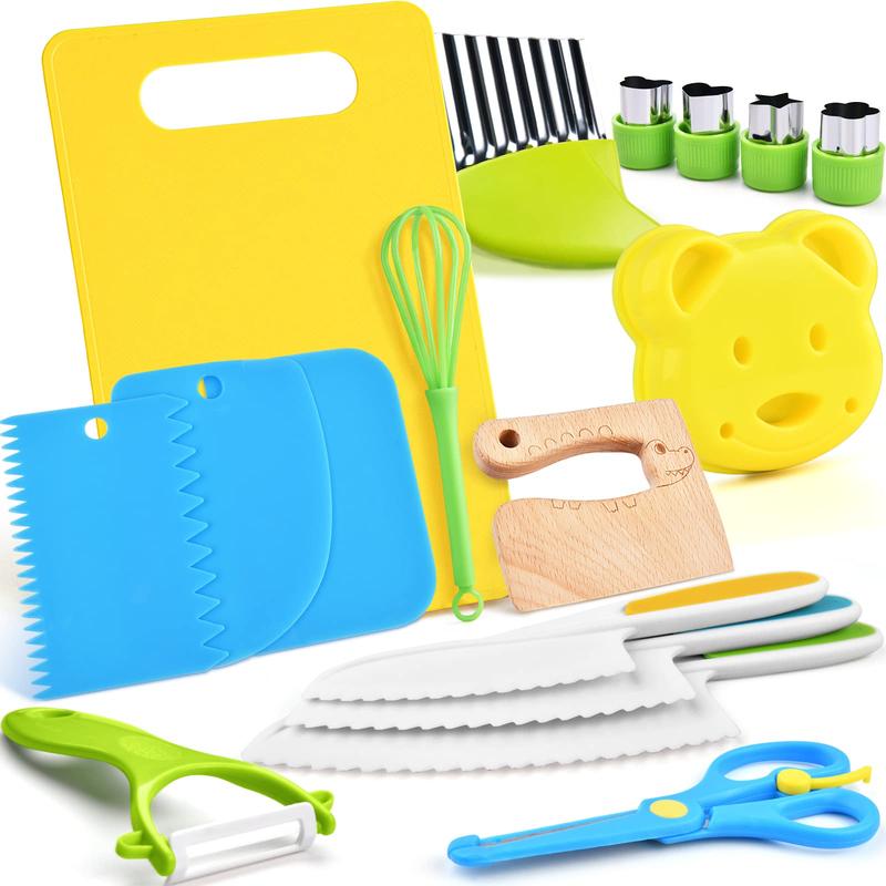 Yeeammk Montessori 17PCS Kids Cooking Set Real Cooking Kitchen Tools for Toddlers Kids for 3 4 5 6 7 8 Year Old, BlackFriday Christmas Birthday Gift Present Kids Toys Toys for Grown Ups