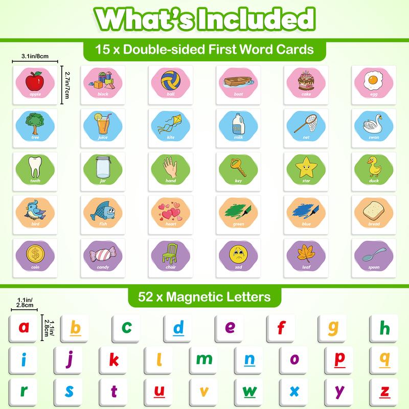 First Word Games, Magnetic Letters & Flash Cards, Phonics Games, Alphabet Learning Toys, Refrigerator Fridge Magnets, Spelling game