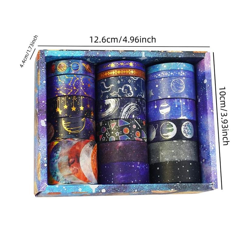 Starry Sky Theme Washi Tape Set, 19rolls box Handbook DIY Decoration Aesthetic Sticker, Scrapbooking & Journal Making Material Gift For Student, Romantic Decorations for Summer