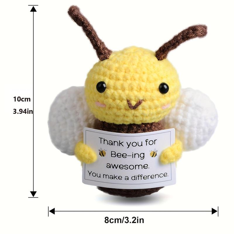 Cute Funny Crochet Bee Doll, 2 Counts Creative Flying Design Knitted Mini Bee Animal with Emotional Support Card, Birthday Gift, Party Gift, Christmas Gift