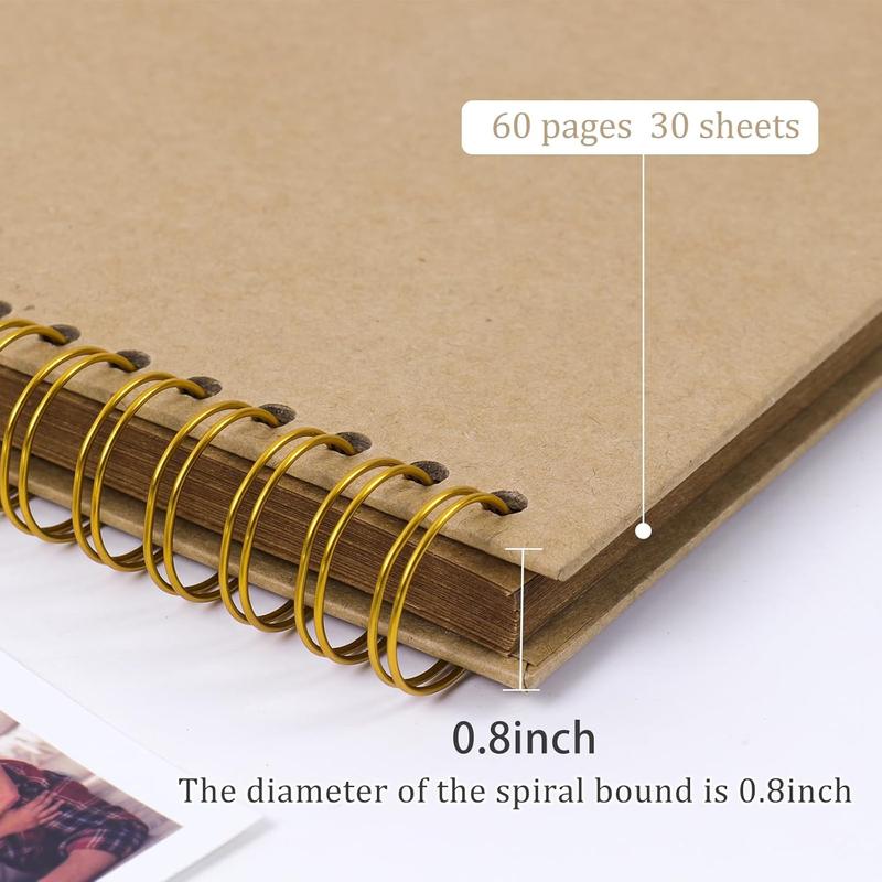 RECUTMS 12 x 12 Inch Large Scrapbook Album Kraft Blank Page DIY Scrapbook Photo Album, 60 Pages Memory Book for Wedding Anniversary Family Small Scrapbook Photo Album (Brown)