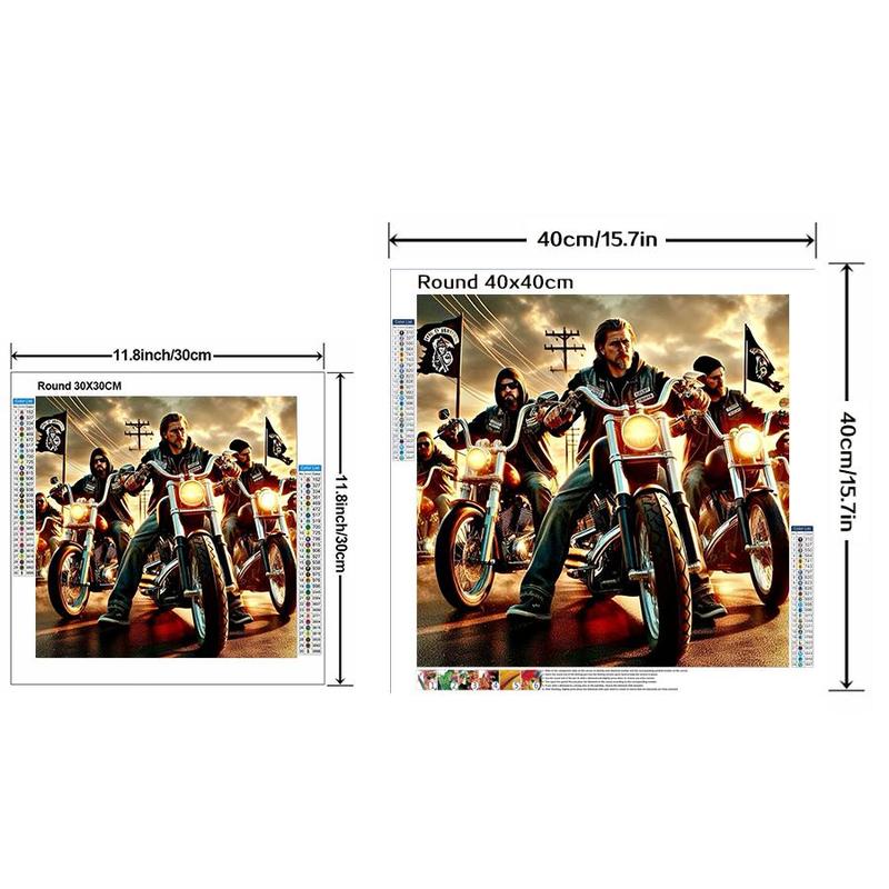 Motorcycle Team Pattern Diamond Arts Colorful Painting Kit without Frame, DIY 5D Diamond Arts Crafts for Home Wall Art Decor