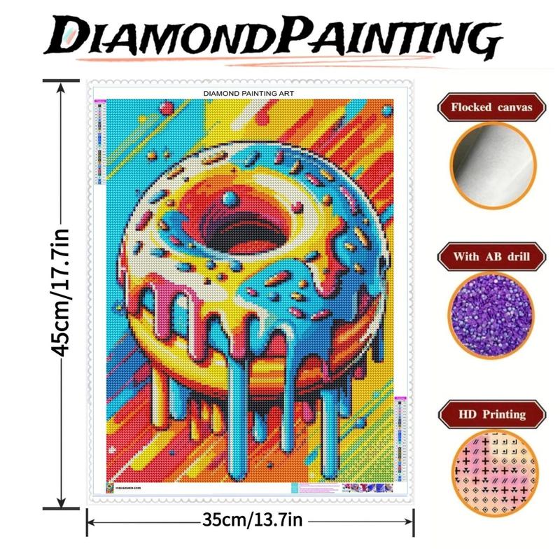 Colorful Donut Pattern DIY Diamond Art Colorful Painting Kit without Frame, 1 Set DIY Diamonds Art Decorative Painting for Beginner, DIY Art Paintings for Bedroom Living Room Decor