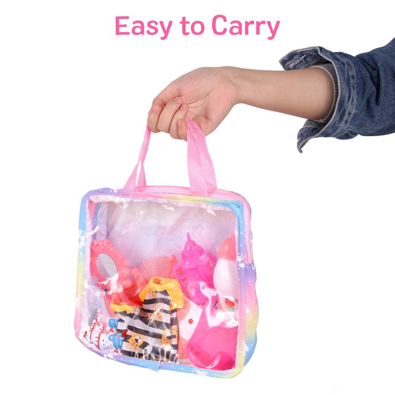 BABESIDE Baby Doll Stroller Set with Doll, Baby Doll Accessories with Baby Doll PlaySet, Pretend Doll Play Set Kids Gift