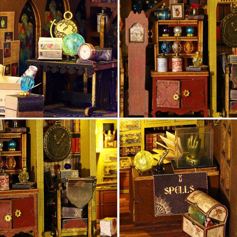 3D Wooden Puzzle,1 Set DIY Book Nook Kit, DIY Model Kit, 3D Desktop Decoration Ornament, DIY Model Kit for Bookshelf Decoration, Stocking Fillers Gift