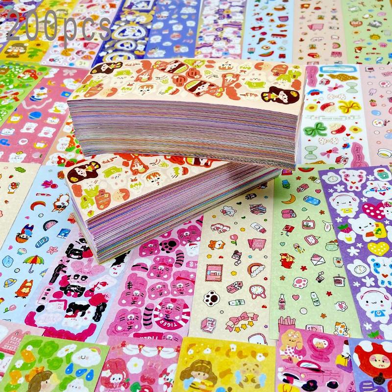Cute Cartoon Sticker, 200pcs set DIY Decorative Sticker, Decorative Sticker for Phone Case, Journal, Diary, Scrapbook, Gift Wrapping