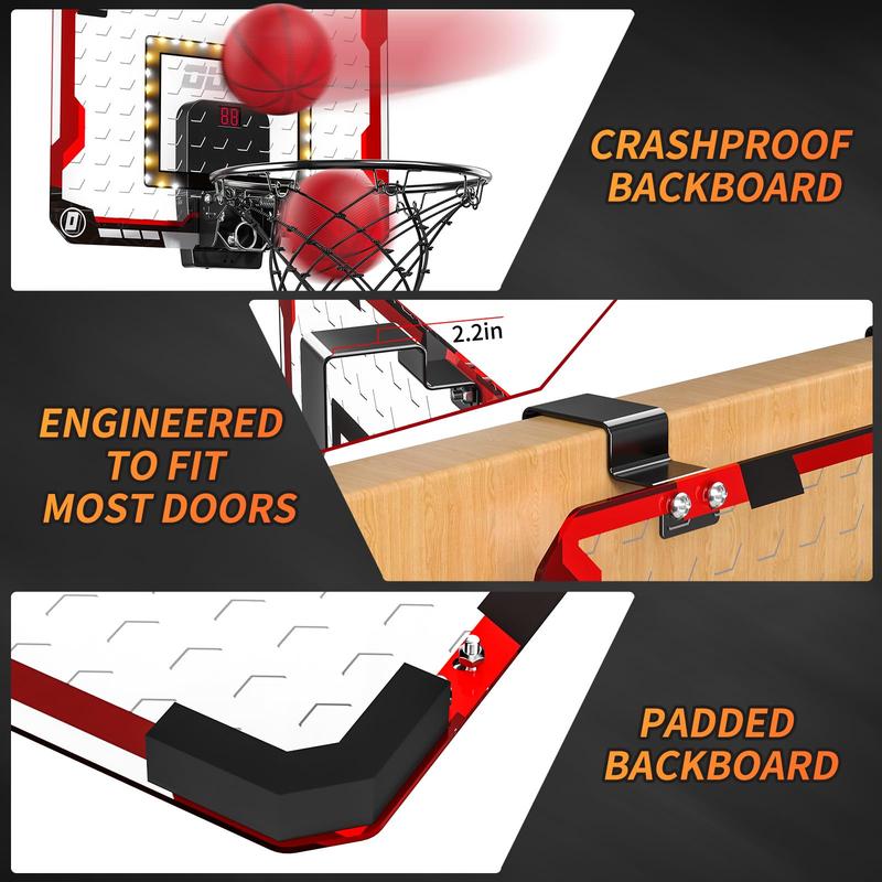 Indoor Basketball Hoop, By Room Basketball Hoop with Scoreboard, Mini Basketball Hoop with 4 Balls, Basketball Toys electronic scoreboard