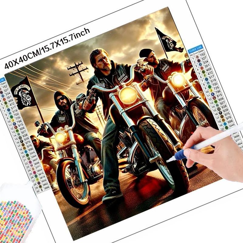 Motorcycle Team Pattern Diamond Arts Colorful Painting Kit without Frame, DIY 5D Diamond Arts Crafts for Home Wall Art Decor