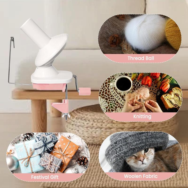 Yarn Winder Hand Operated Yarn Ball Winder Pink Yarn Cake Winder Yarn Winder for Crocheting Ball Winder with Dust-Proof Bag