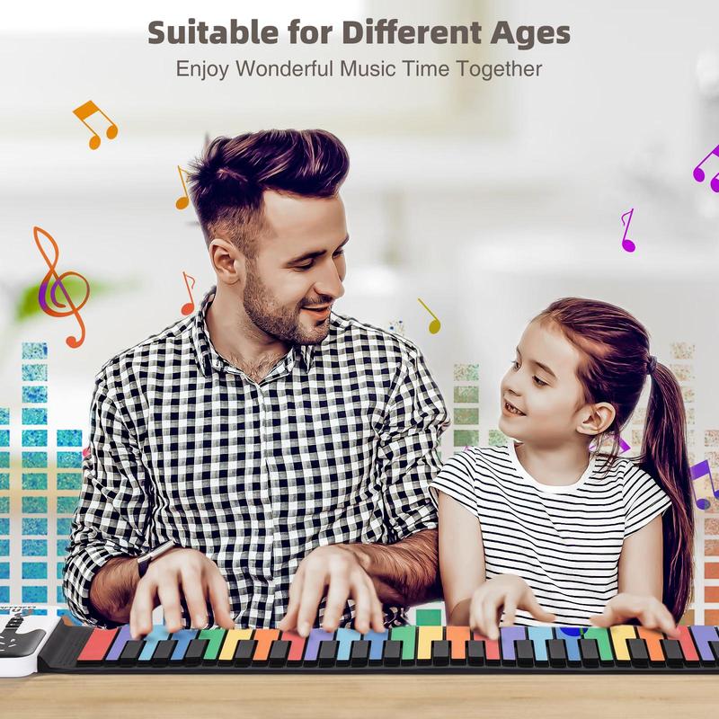 49-key Electronic Piano, 1 Set Roll Up Silicone Electronic Piano, Rechargeable Electronic Keyboard, Musical Instrument for Teenager