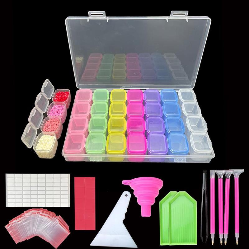 28 Grids Diamond Art Painting Tool Kit, 1 Set DIY Diamond Art Painting Storage Box and Tools, Diamond Art Paint Embroidery Accessories, Thanksgiving Christmas Gift Set, Christmas, Christmas Gift
