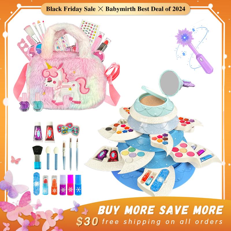 [Christmas Makeup Toy Set] Christmas Tree-shaped Makeup Toy with Unicorn Cosmetics Bag