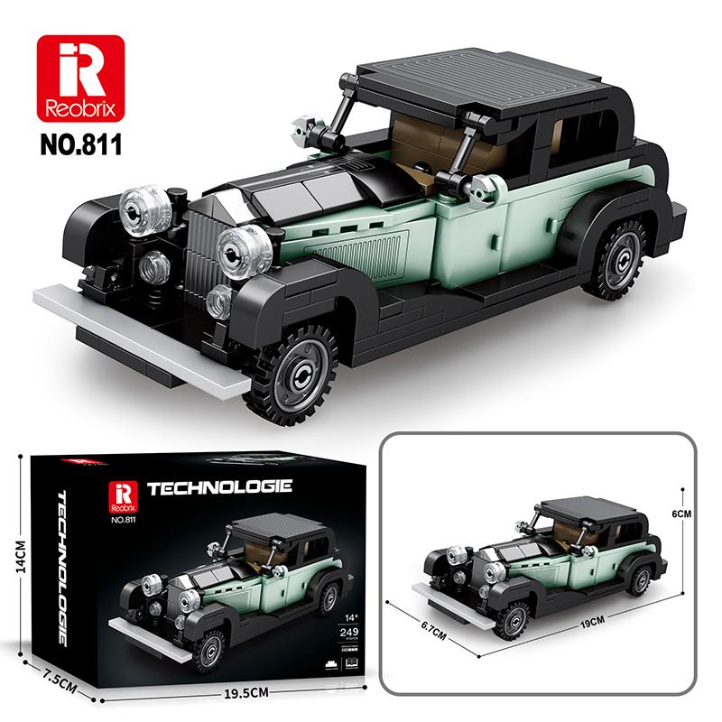 Reobrix 8 Liter Classic Vintage Car Building Set, Super Race Vehicles Building Toy Birthday for Kid Aged 6+. (249PCS)