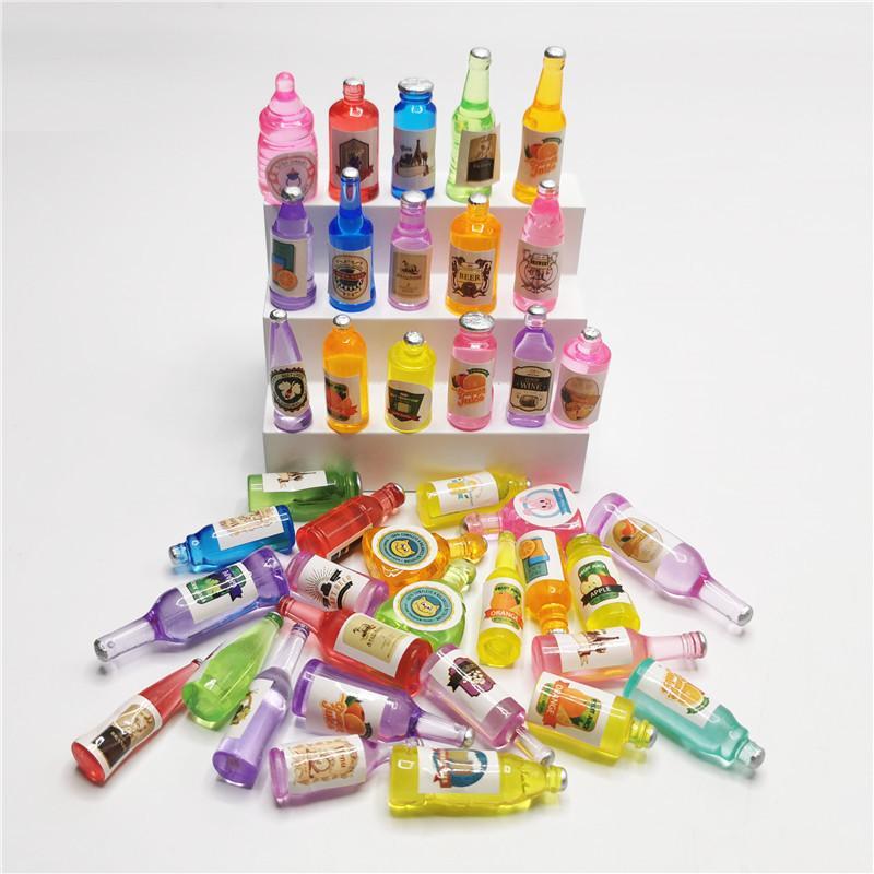 Random Color Mini Imitation Drink Bottle Kit, 30pcs set DIY Variety Toy House Tableware Decoration, Cake Dessert Food Decoration Supplies