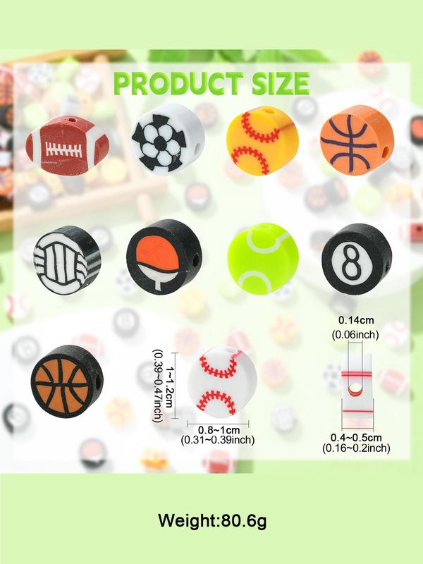 Sporty Themed Beads, Mixed Color Soft Clay Beads, DIY Jewelry Making Accessories for Bracelet & Necklace, Fashion Accessories for Men & Women