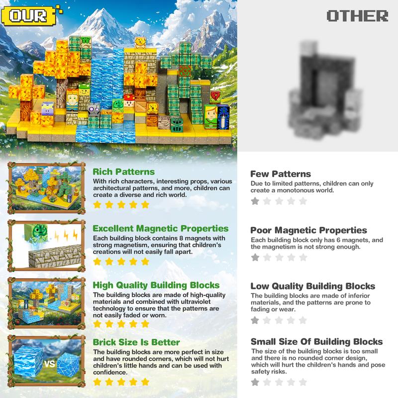TOKMOC 3D DIY Magnetic Building Blocks Set,Magnet Cubes Blocks,STEM Building Game Sensory Outdoor Toys Home Decor,Birthday Christmas Gifts for Aged 12 And Above, Stress Relief Toy,54PCS,100PCS
