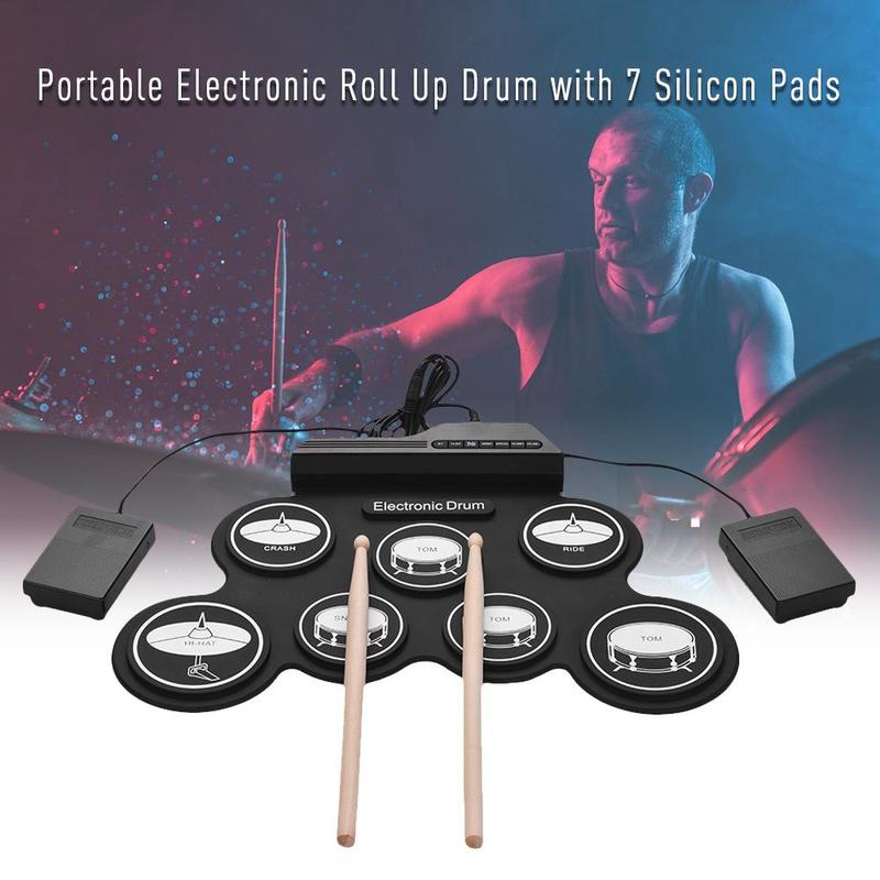 Electronic Drum Kit, 1 Set USB Powered Electronic Drum, Drum Kit for Teenager, Musical Instrument for Home & School, Stocking Fillers Gift