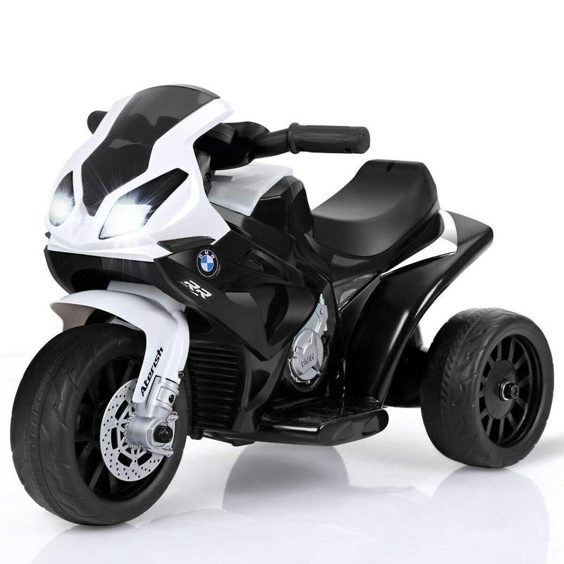 [LiveOnly] Costzon 6V Battery Powered 3 Wheels Motorcycle Toy, Ride on Motorcycle w Headlights &Music, Pedal