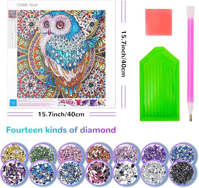 5D Series-Owl Unicorn Cat Horse Diamond Painting Kits,Set of 2 pieces for 6-10 Year Old kids,Best Chritmas Birthday Gift,Home Wall Decor Gift Kits