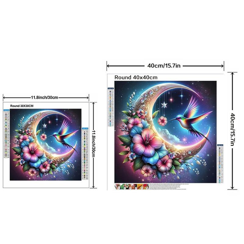 5D DIY Diamond Arts Colorful Painting Kit, Flower & Flying Bird Pattern Diamond Arts Crafts without Frame, Handmade Diamond Art Pictures for Home Decor