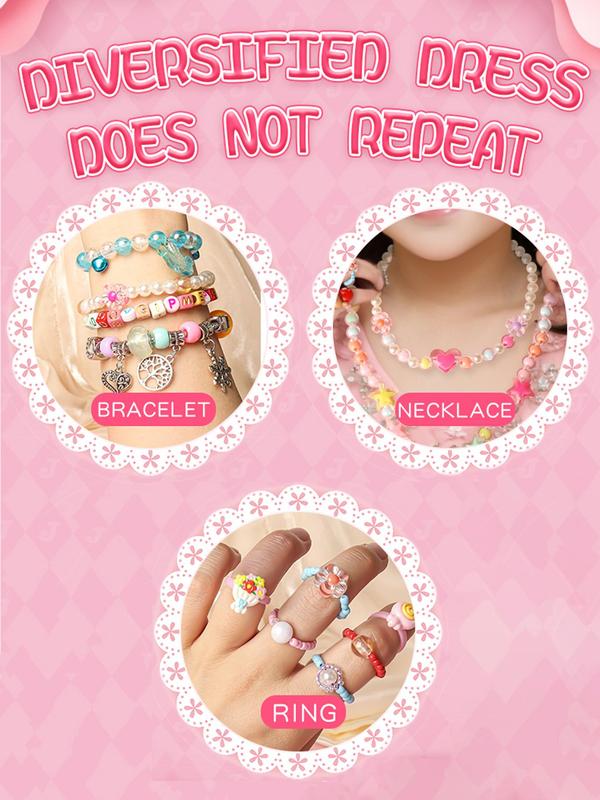 DIY Charm Bracelet Making Kit, 1 Set Cute Colorblock Beaded Jewelry Making Kit, Jewelry Making Supplies for Girls, Birthday Gifts