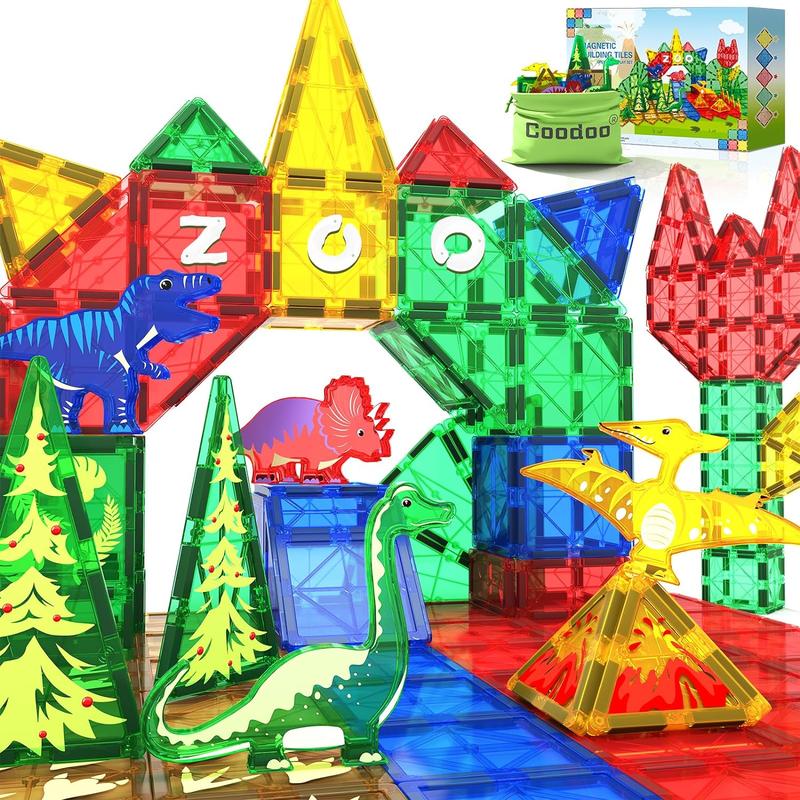 Black Friday Deal Coodoo Dinosaur Toys Magnetic Tiles Building Blocks STEM Kids Creative Construction Play On Sale