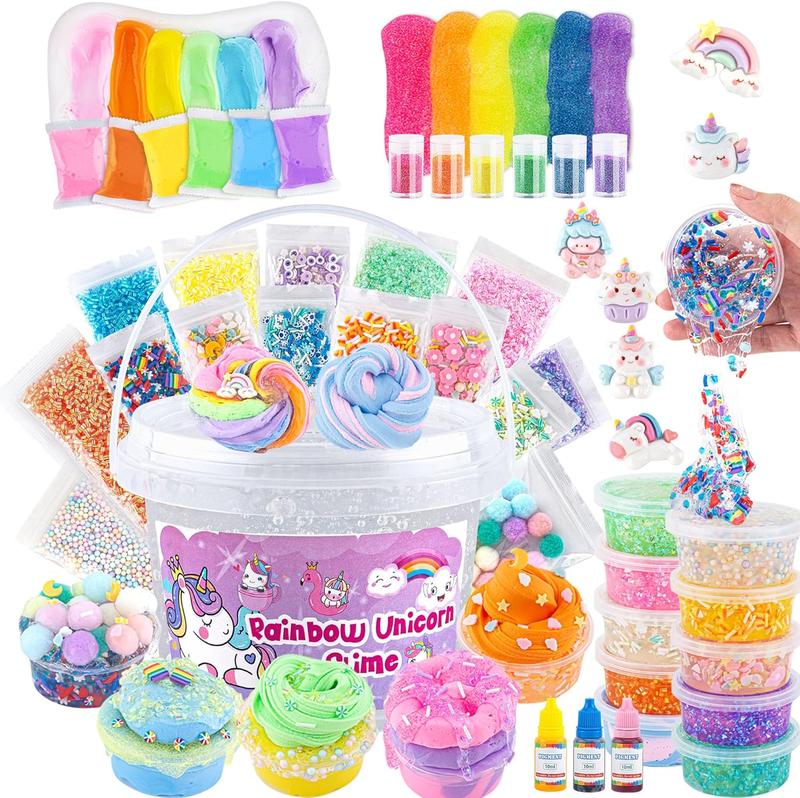 Crystal Clear DIY Slime Making Kit 36 Sets Add-ins, Rainbow Slime BuckeSlime Party Favors Birthday Christmas  Easter Halloween Gift