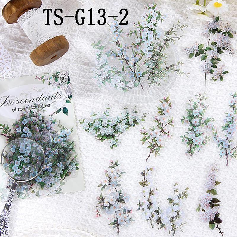Flower Pattern Sticker, 30pcs set DIY Decorative Sticker, Scrapbooking & Stamping Supplies for Home School Office