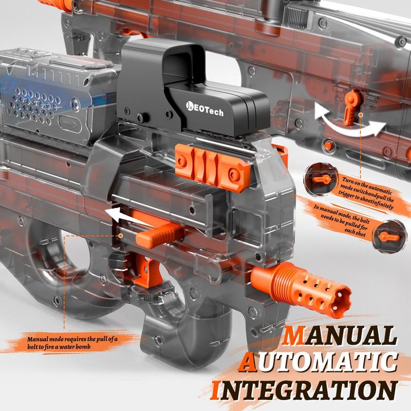 Electric Water Ball Shooting Toys, 1 Count Outdoor Game Toy with Goggles & Silencer, Outdoor Shooting Team Game Toy