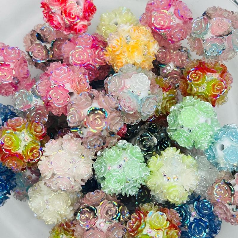 Flower 3D 20mm Acrylic Bead Mixed Set of 5