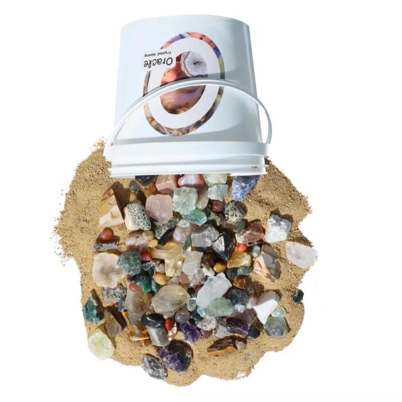 Mix Rock & Sand Exploration Bucket - Includes Raw Stones, Tumbled Stones, Play Sand - Ideal Gift Idea