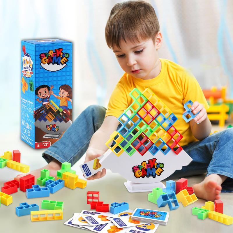 48pcs Tetra Tower Balance Stacking Attack Block Game, Tetris Swing Terra Tower, Family Board Games for Kids & Adults, Team Building Parties Travel Toy