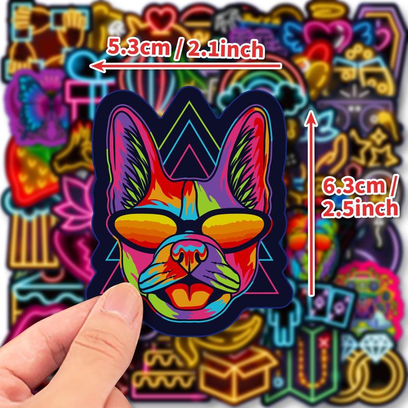 50pcs set Cartoon Neon Design Sticker, Creative Multi-purpose Stickers For DIY Craft, Decoration, Hand Account