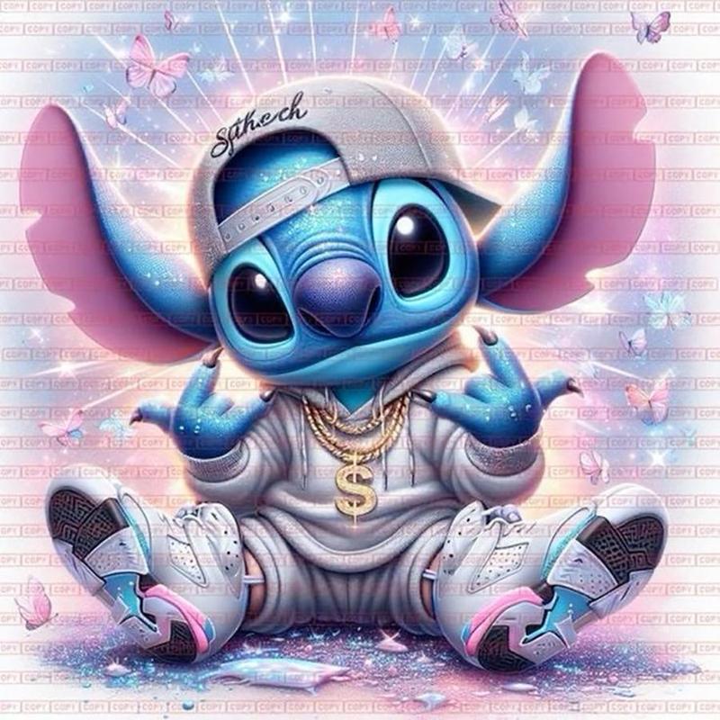 Disney Stitch & Cap Pattern DIY Diamond Arts Colorful Painting Kit without Frame, DIY 5D Diamond Arts Colorful Painting Kit, Wall Art Decor for Home