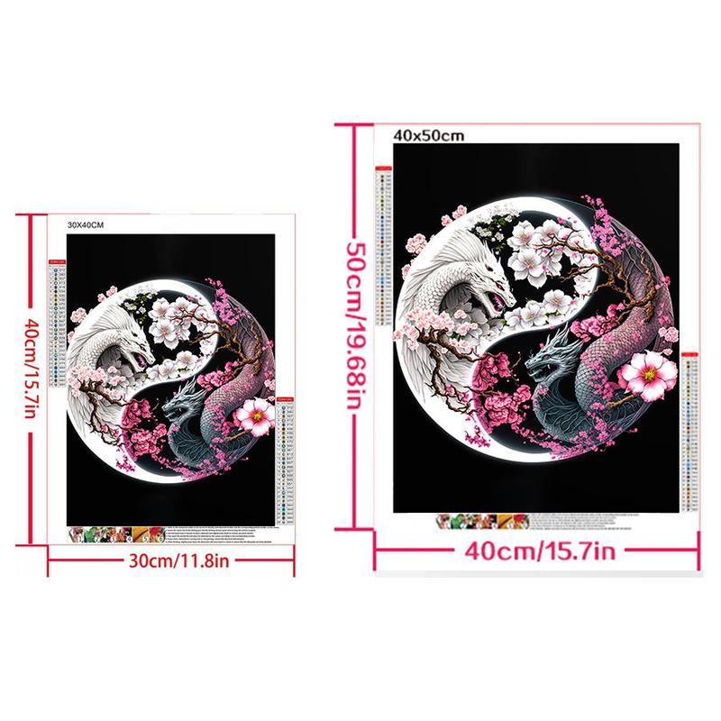 5D DIY Diamond Arts Colorful Painting Kit, Sakura & Dragon Pattern Diamond Arts Colorful Painting without Frame, Handmade Art Crafts for Home Decor