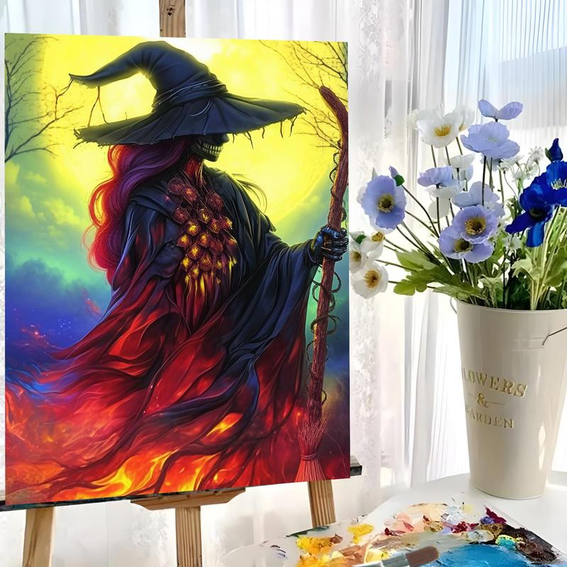 Witch Pattern Painting by Numbers Kit, 1 Set DIY Paint by Numbers Kit without Frame, DIY Wall Art Painting for Home Bedroom Living Room Decor