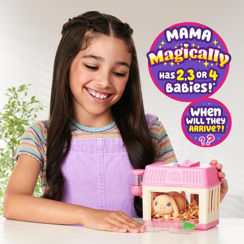 Little Live Pets - Mama Surprise Minis. Feed and Nurture a Lil' Bunny inside Their Hutch so She Can Be a Mama. She Has 2, 3, or 4 Babies with Surprise Accessories to Dress up the Babies Little Live Pets