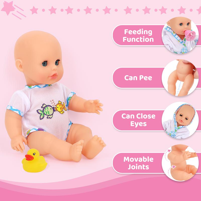 deAO Doll Bath Set - Real Working Bathtub with Detachable Shower Spray