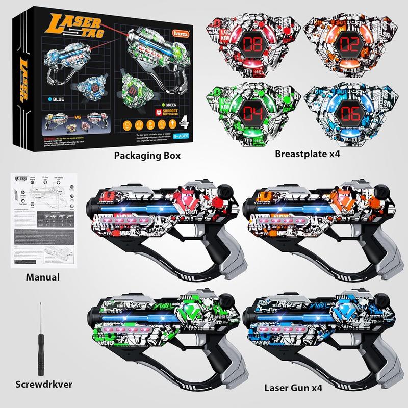 Laser Tag Guns Set of 4 Laser Tag Guns with Digital LED Score Display Vests,Gifts for Teens and Adults Boys & Girls,Adults and Family Fun,Gift for Kids Ages 8 Year Old Boy