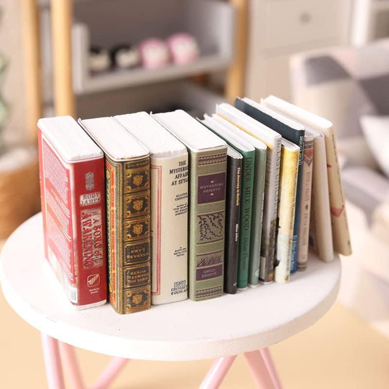 Miniatures Dollhouse Books, 1:12 Scale Mini Books Library Bookshelf Fillers Mini House Accessories Wooden Mini Books Model Decoration for Doll House Decor 25 count